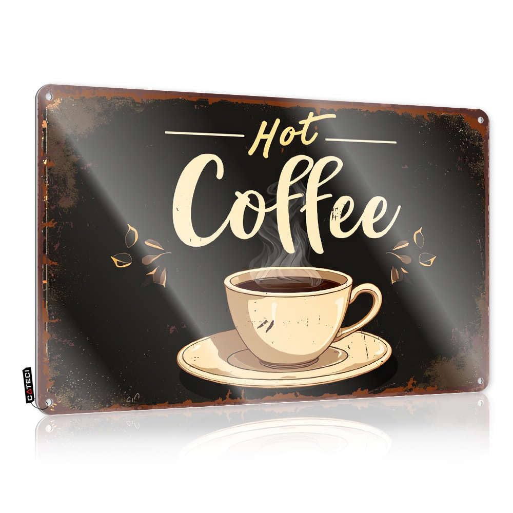 Hot Coffee In A Cup. Funny Wall Art Tinsign Decorative | Decorative Bride Gift Hanging Art For Dorm Living Room(30X40CM)