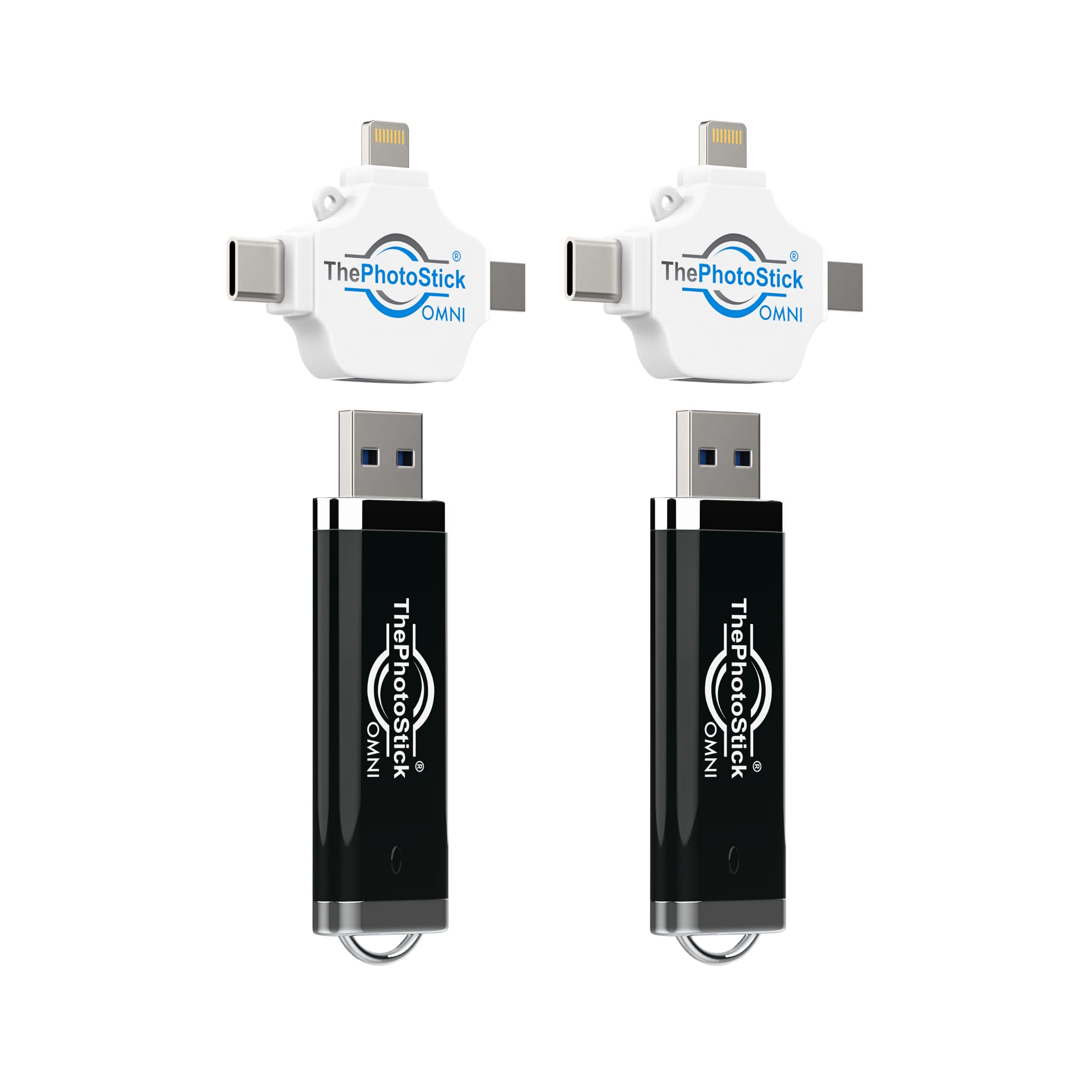 Omni 128GB (2 Pack) - Photo & Video Backup and Transfer | Digital File Organizer | USB & Multiport Connection for Phones, Tablets and Computers | Portable Memory | External Storage