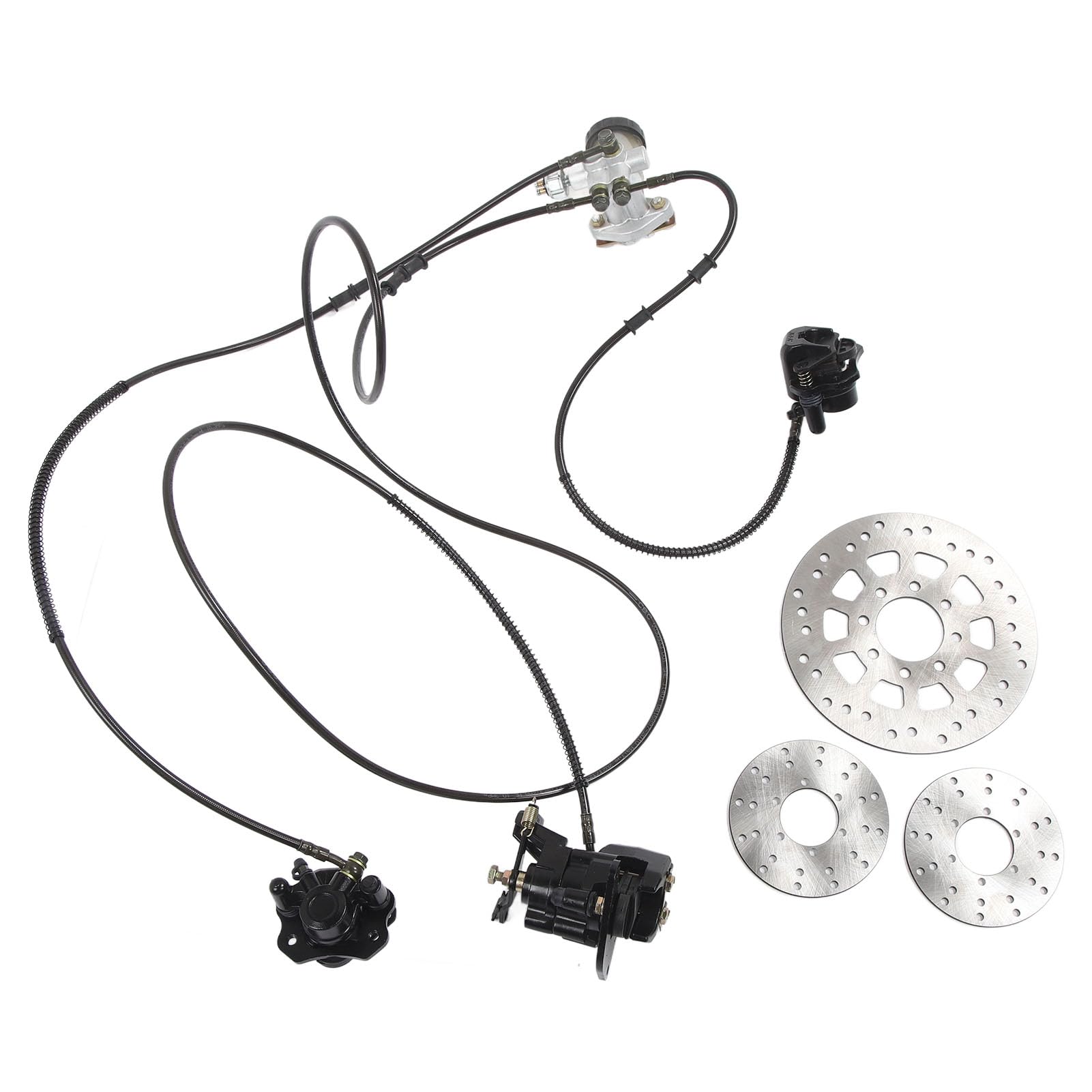 KIMISS Kit de Cilindro Maestro de Frenos de Alto Rendimiento Juego de Frenos de Disco Hidráulico con 3 Discos de para Modificaciones de ATV Go Kart de 150 Potencia de Frenado de Alta Resistencia