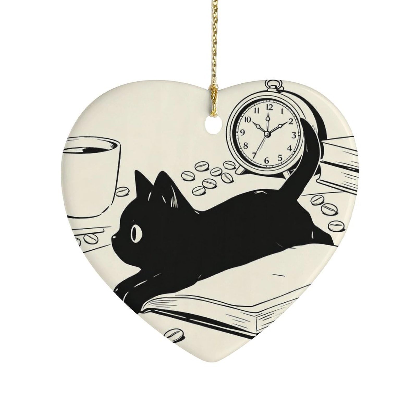 Fekiloot Style Cute Black Cat Ceramic Ornament Home Decor Keepsake