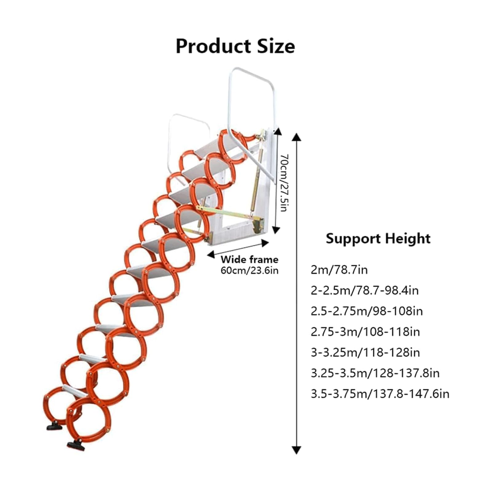 Scale per soffitta a Parete Scale per soffitta per la casa Scala per soffitta a Discesa Scala per soffitta per Interni ed Esterni Scala Pieghevole di Sicurezza (H1 3.25)