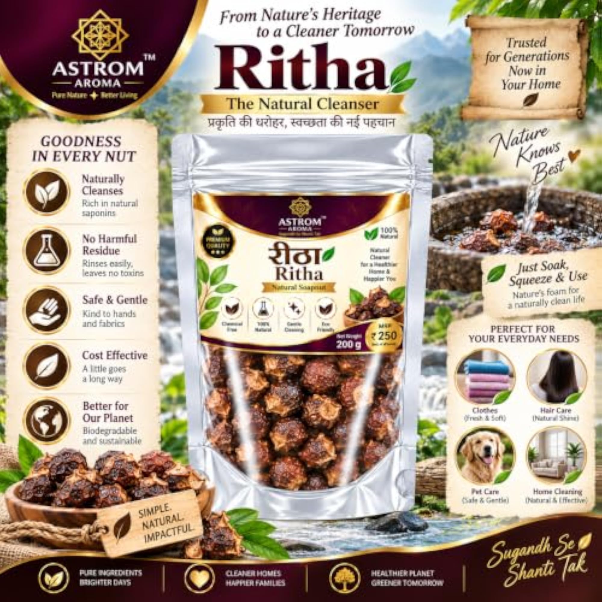 Natural Dried Reetha Soapnut for Hair Care