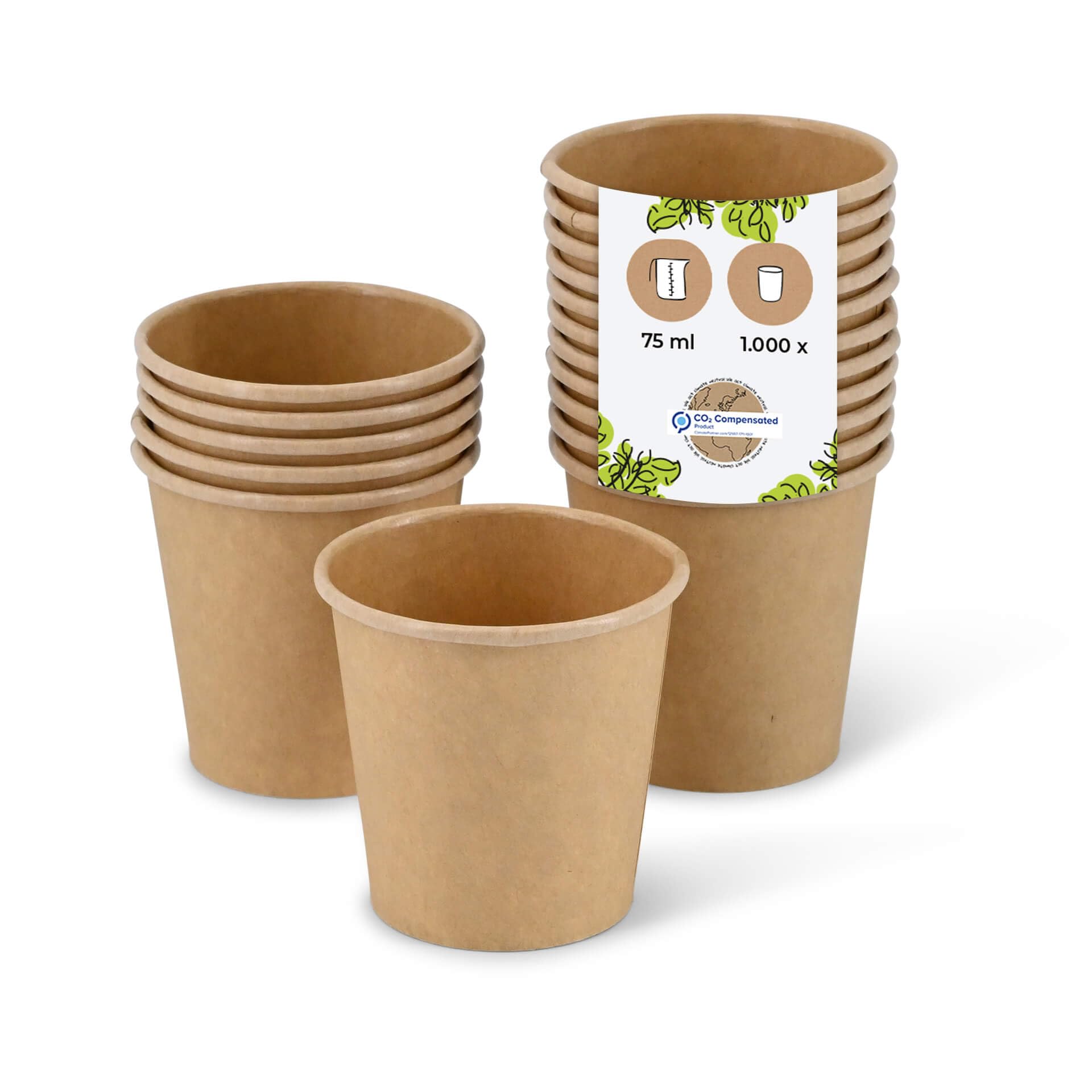 BIOZOYG Vaso de cartón para porciones 1000 piezas 75 ml marrón - Taza de raciones con revestido PE, vasos para llevar, vajilla desechable - Alternativa a vasos de plástico, fríos y calientes