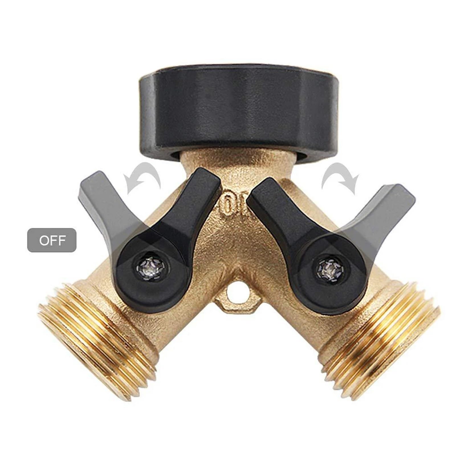 Rozgałęźnik do węża kranowego, Mosiężny wąż ogrodowy Y Podwójne złącze 3/4" Adapter męski, 2 szt., złoty