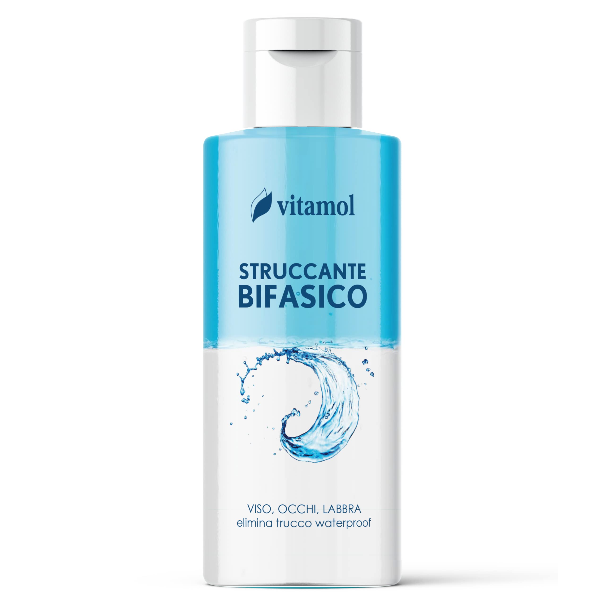 Vitamol Make-up Desmaquillante Bifásico para Rostro, Ojos y Labios Elimina el maquillaje resistente al agua 125 ml.