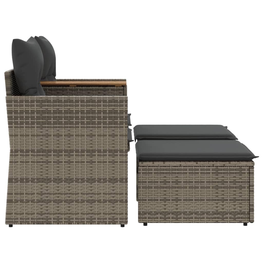 Set di divani da giardino a 2 posti con sgabelli, in polyrattan, 7