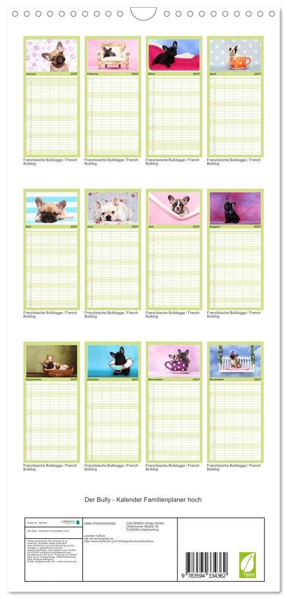 Familienplaner 2027 - Der Bully - Kalender Familienplaner hoch mit 5 Spalten (Wandkalender, 21 x 45 cm) CALVENDO: Geburtstagskalender für alle Bully-Fans