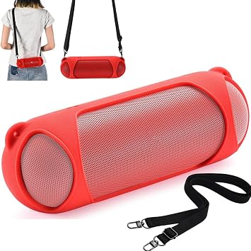 Silicone Case for Beats Pill 2024,Protective Case with Shoulder Strap for Beats Pill 2024 Speaker Red