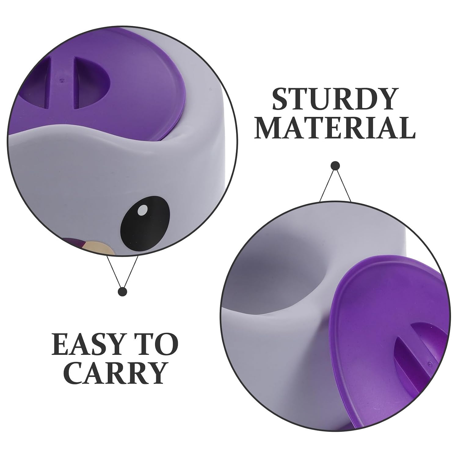 SECFOU Potty Training Toilet Seat with Cute Animal Design, Antiroll Pp Material, Removable Lid and Adjustable Foot Pads, Comfortable Backrest for Home and Travel Use