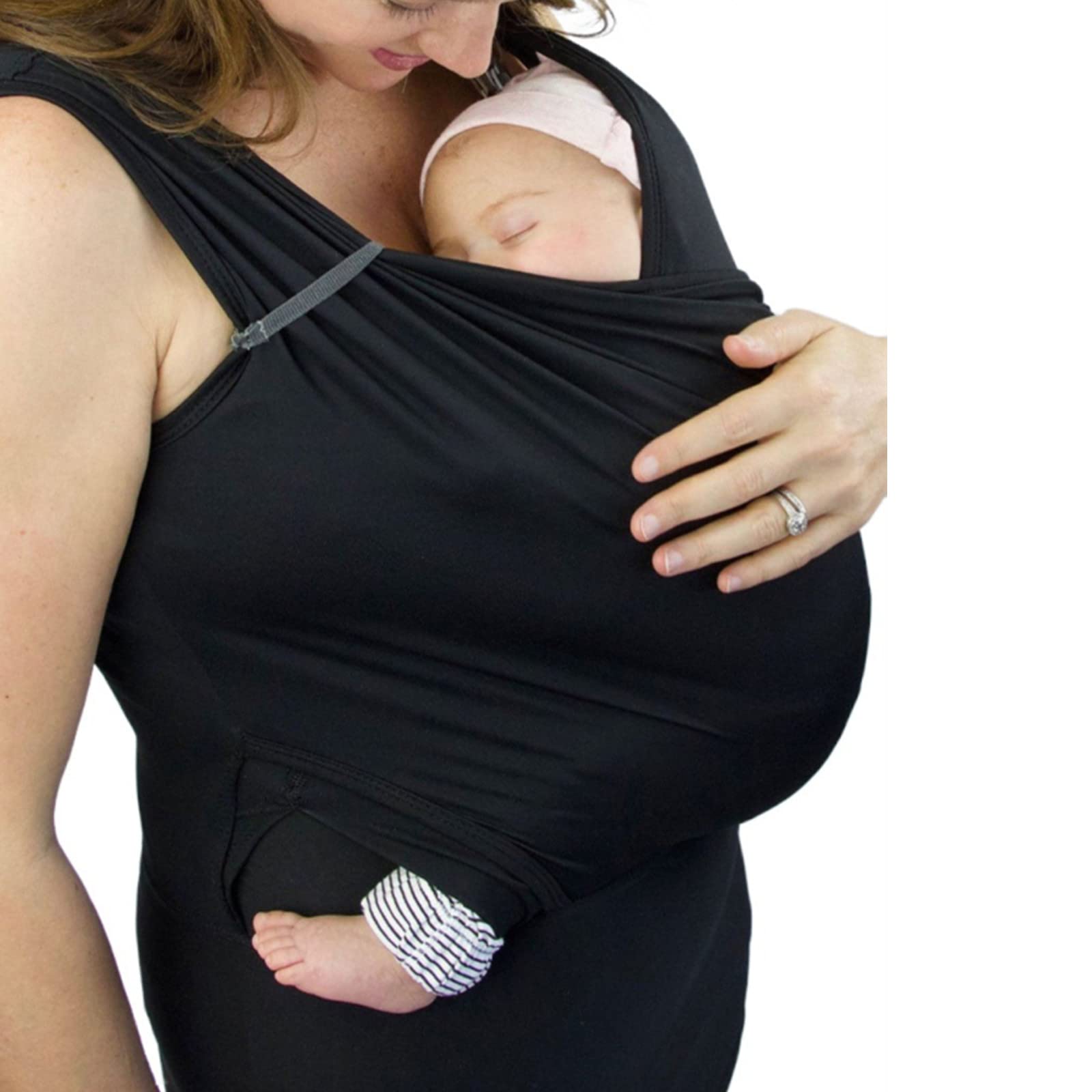 Amtopiyo Papá Camiseta Canguro Mamá Calma Portabebés Wrap Cuello en V Manga Corta Camisetas sin Mangas
