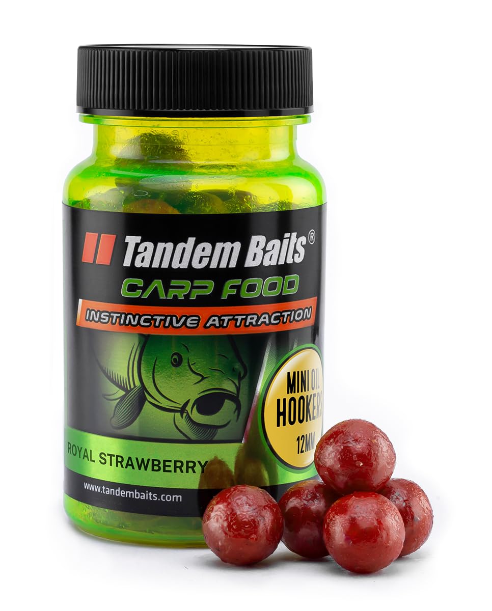 Tandem Baits Carp Food Mini Oil Hookers Perfect Strawberry | Carp Hook Baits | Carp Fishing Without Effort | Bait for Big Fish Fishing | Carp Accessories for Professionals & Hobby Anglers 12 mm 50 g