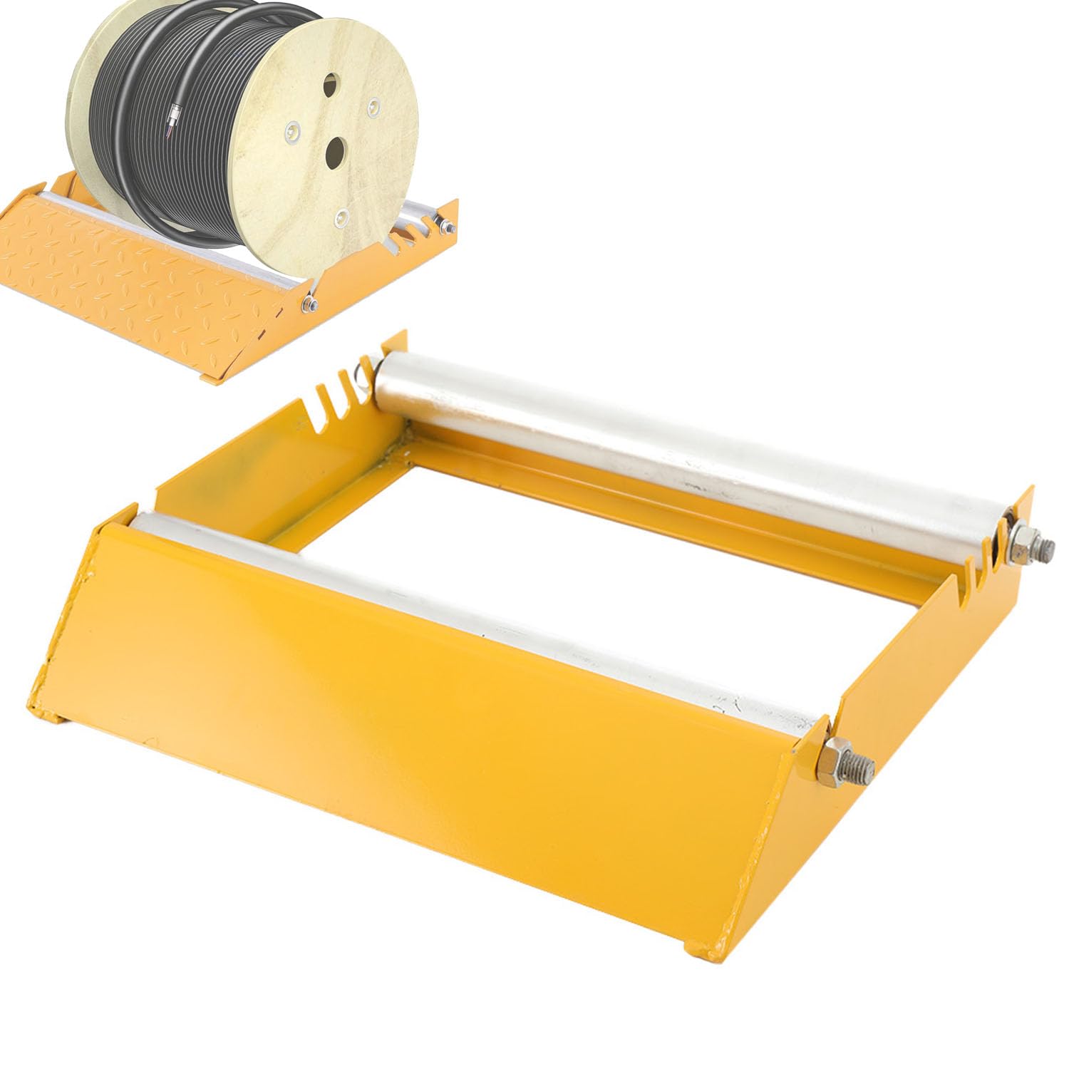 Dispensatore di Cavi in Acciaio ad Alta Resistenza, Supporto Rotante 500 kg, Svolgitore per Bobine Ø30-70cm, Rulli di Supporto Regolabili Dispositivo per Tamburo