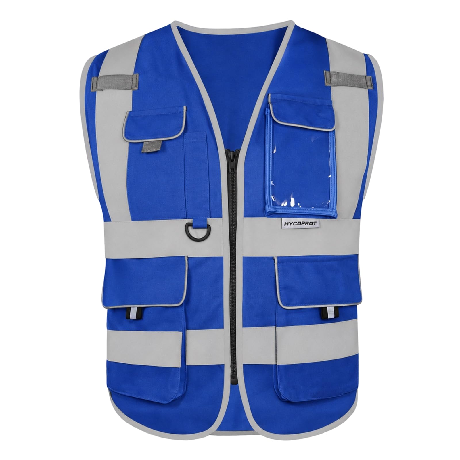 HYCOPROT Hi Vis Vest for Men Women High Visibility Reflective Breathable Safety Vest with Multiple Pockets Zipper Front Meets Construction Vests for Build Oudoor Work EN ISO 20471 Standards