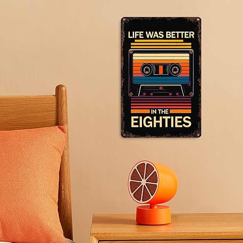 Miniatura 3 de Retro 80'S Cassette Tape "Life Was Better In The Eighties" Metal Sign Funny Poster Sign 8x12 Inch Vintage Aluminum Metal Tin Signs-For Living