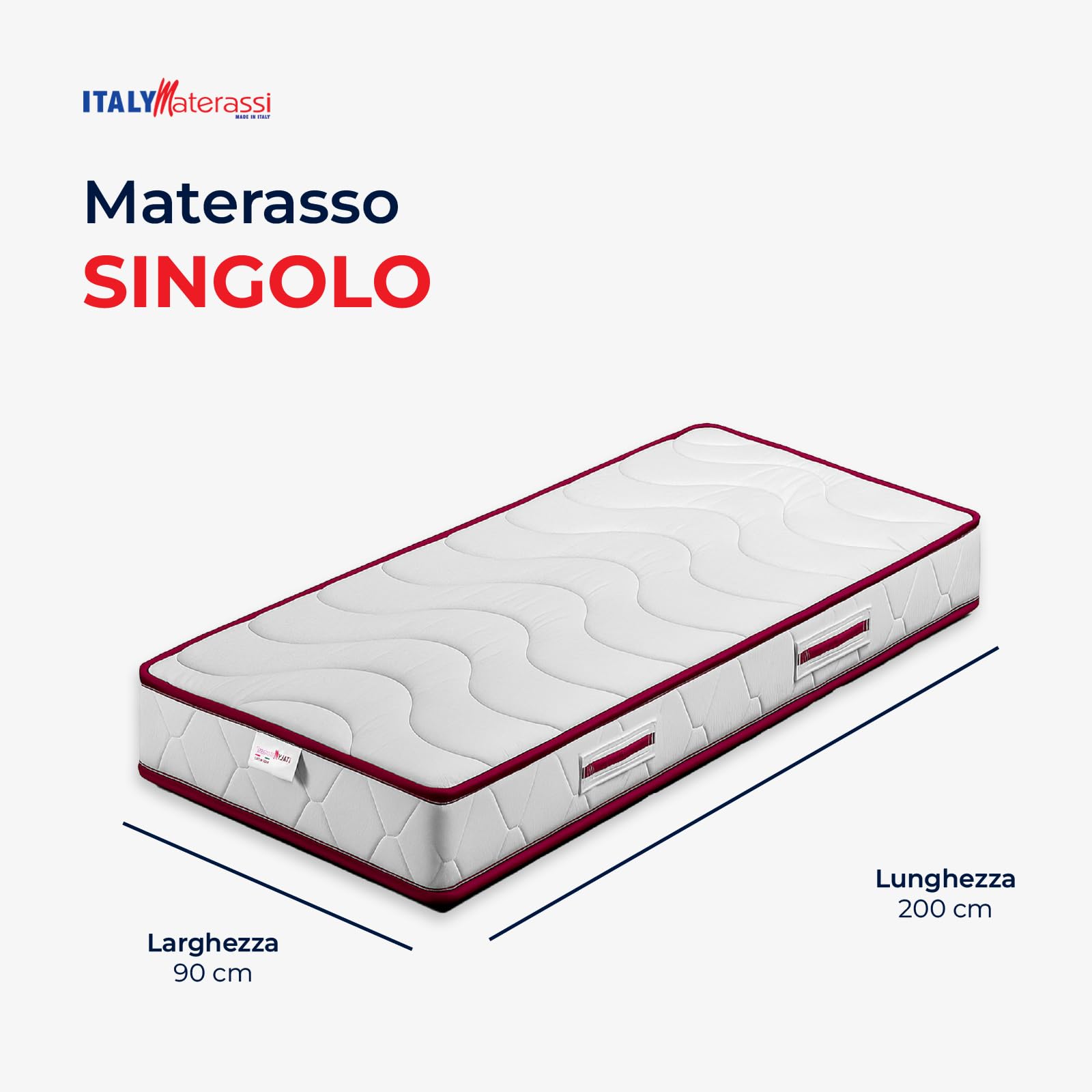 ITALYMATERASSI Materasso Singolo MEMNATURE 90x200 cm in Memory Foam, Alto 20 cm, Antiacaro e Antibatterico, Dispositivo Medico Detraibile, Made in Italy