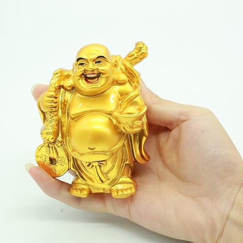 Vista 11 de BRABUD 1'' Red Resin Laughing Buddha Maitreya Figurines Collection Gift Home Office Desk Decor Flower Pot Statue Decoration Set of 6 Juego rojo