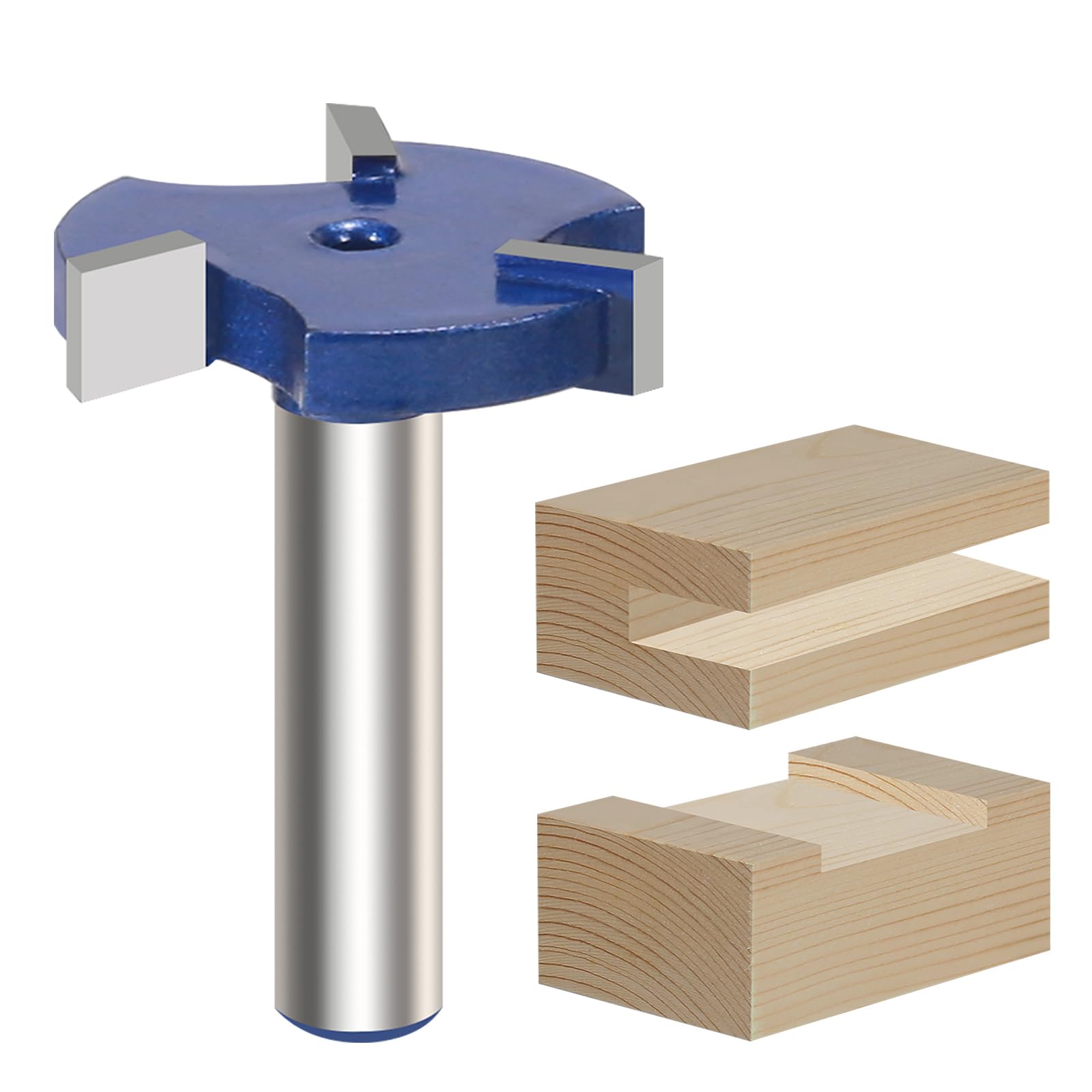 Vearter CNC Spoilboard Surfacing Router Bit, 1/4 Inch Shank Slab Flattening Router Bit, 3 Wings Carbide Rabbet Slot Cutter for Woodworking, Wood
