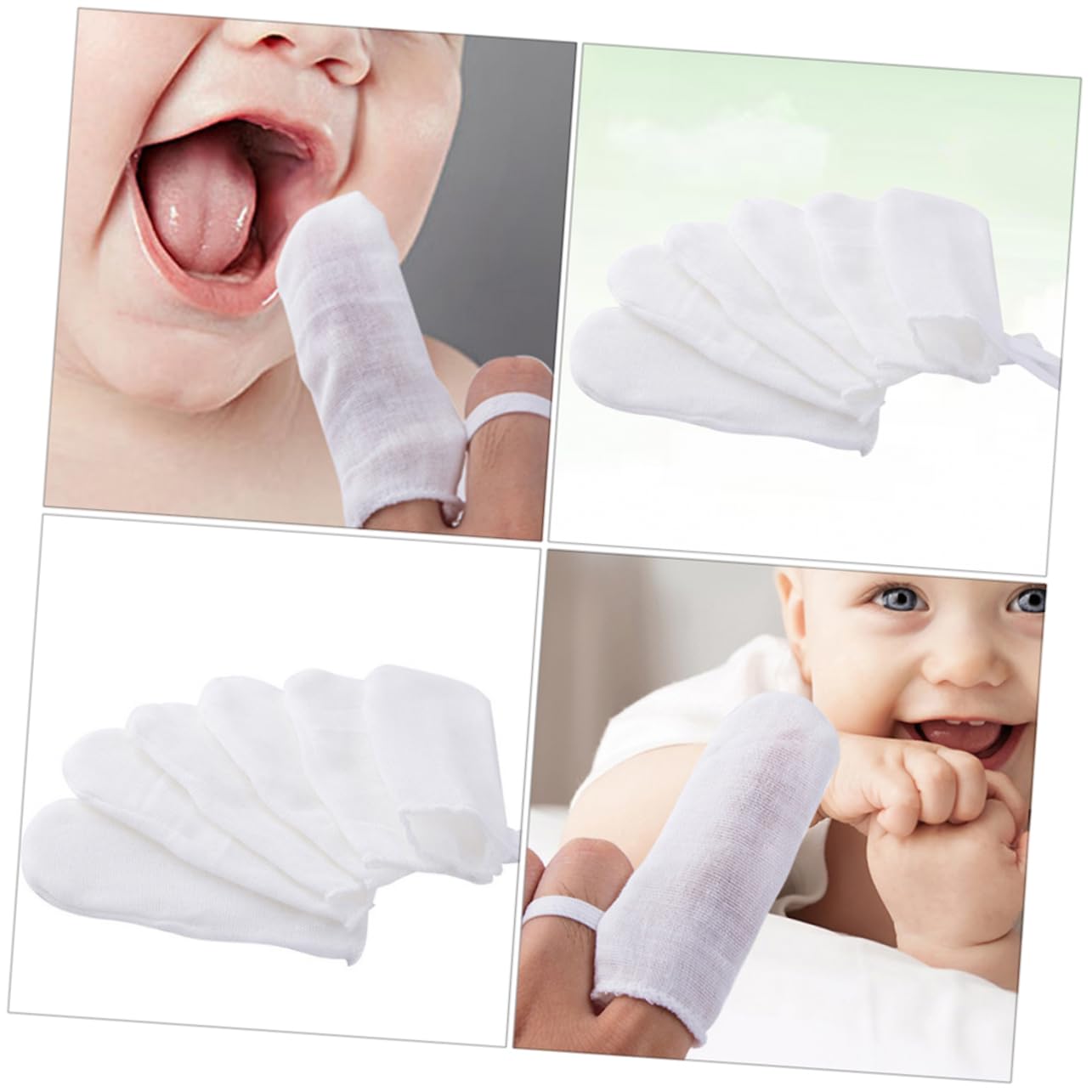 Beavorty 3 Set Da 18 Pezzi lettino per le dita di garza spazzolino bambino Denti del bambino spazzolino in garza pulizia delle macchie di latte per bambini spazzolini da denti molare bianca