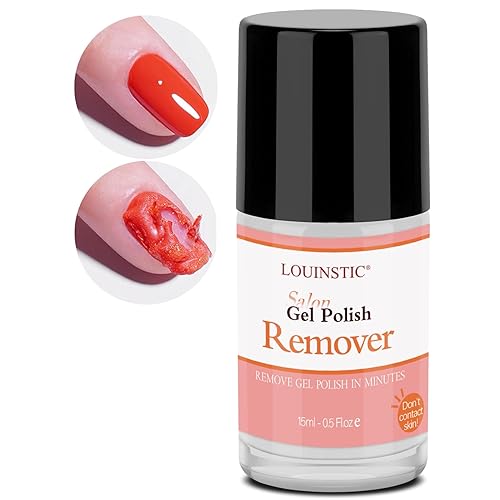 LOUINSTIC Removedor de esmalte de gel de 0.5 onzas, removedor de gel rápido para uñas en 3-5 minutos, removedor de gel de esmalte