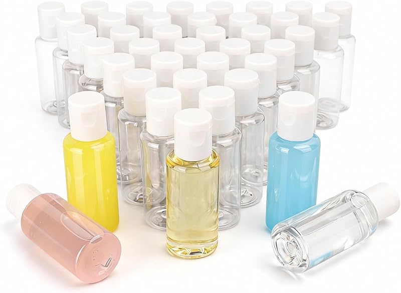 Frascos plásticos transparentes KUKLIPJIM com tampa flip-top, 30 mL, Pacote com 100
