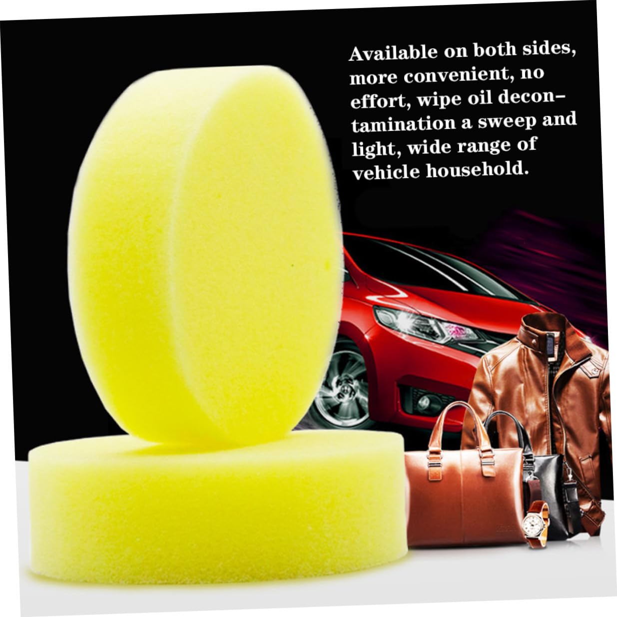 Éponge à Cirer Polir 4 Pièces en Mousse Jaune pour Voiture