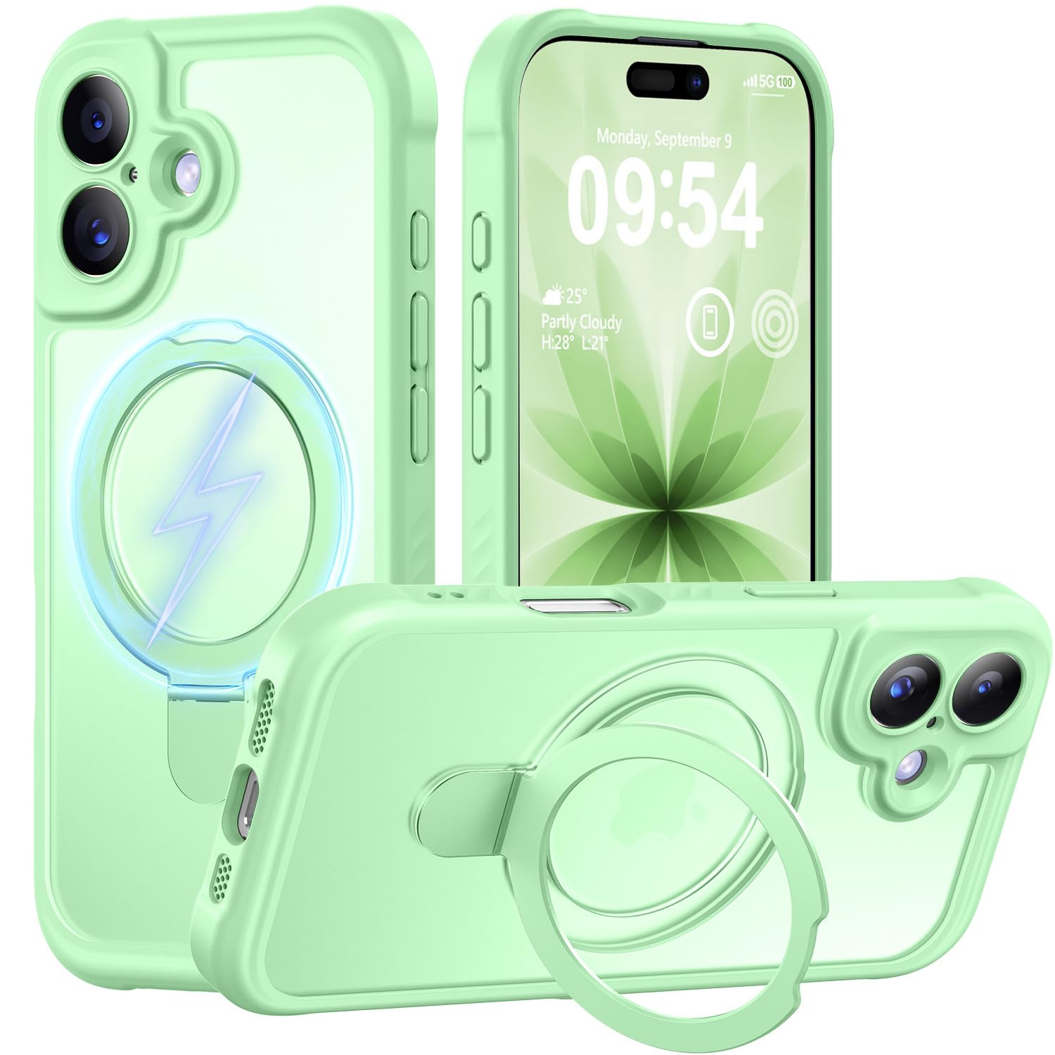 MOCCA Magnetic for iPhone 17 Case with Stand,Matcha Green