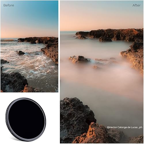 Miniatura 7 de K&F Concept Filtro ND3-ND1000 ND variable de 2.283in (1.5-10 paradas) filtro de lente de densidad neutra con 24 revestimientos multicapa para lente