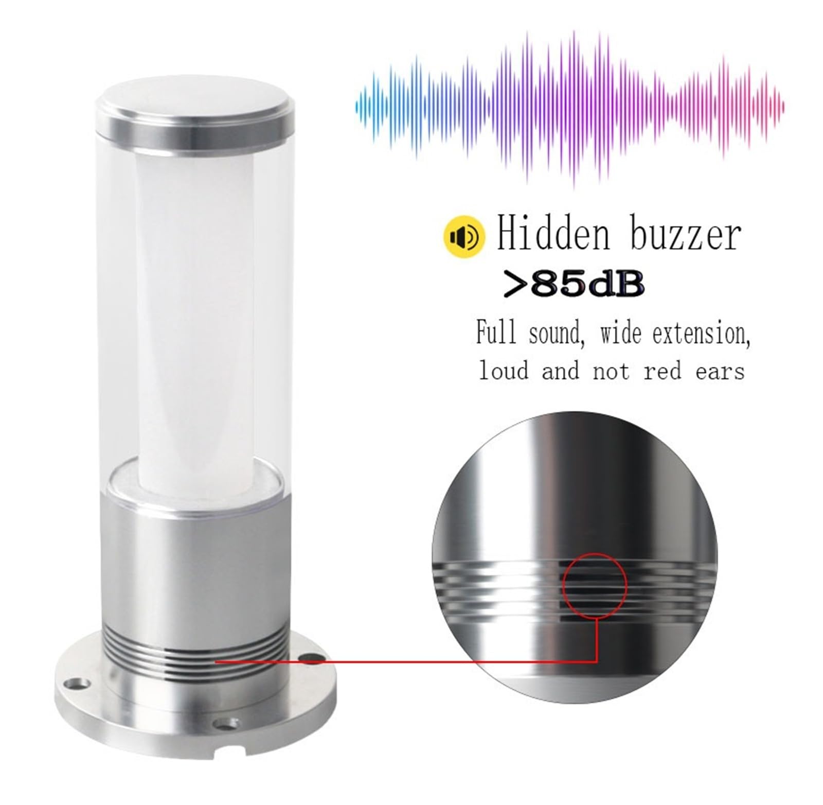 Tricolor w 1-warstwowej akustyczno-optycznej wieży sygnałowej światło aluminiowy alarm 24 V LED cylindryczna maszyna ostrzegawcza światło dla przemysłu (12 V jasny brzęczyk)