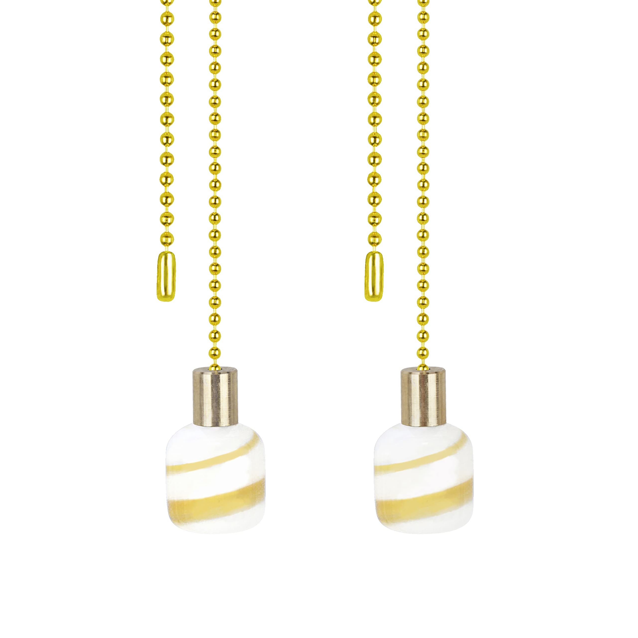Aspen Creative 20509-12, 12" Cream with Yellow Line Glass Knob with Pull Chain in Copper (2 Pack)