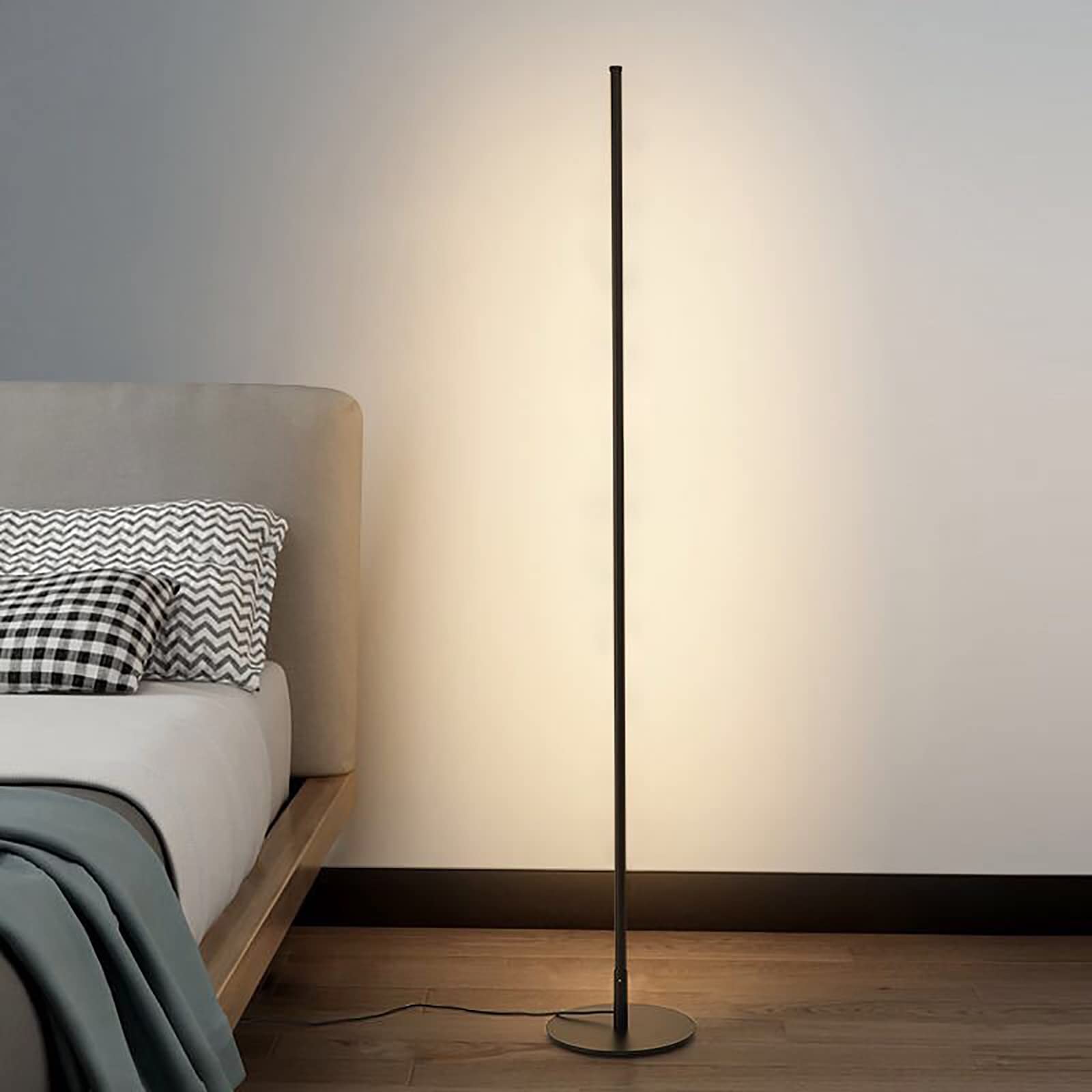 Lampadaire à LED design ligne métal avec lampe d'angle debout noire - 6