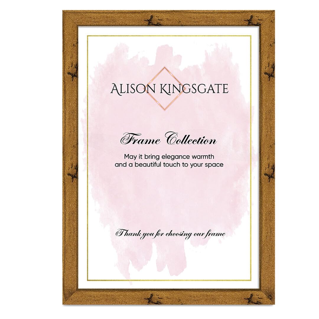 Alison Kingsgate Modern A0 Rustic Oak Picture Frames – Engineered Wood Photo Frame with Shatterproof Perspex Front – Ideal for Posters, Certificates & Artwork – Wall Mount or Tabletop Display
