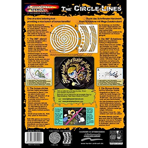 Pochoir CIRCLE LINES Light Speed Harder&Steenbeck pour décor de casque - 2