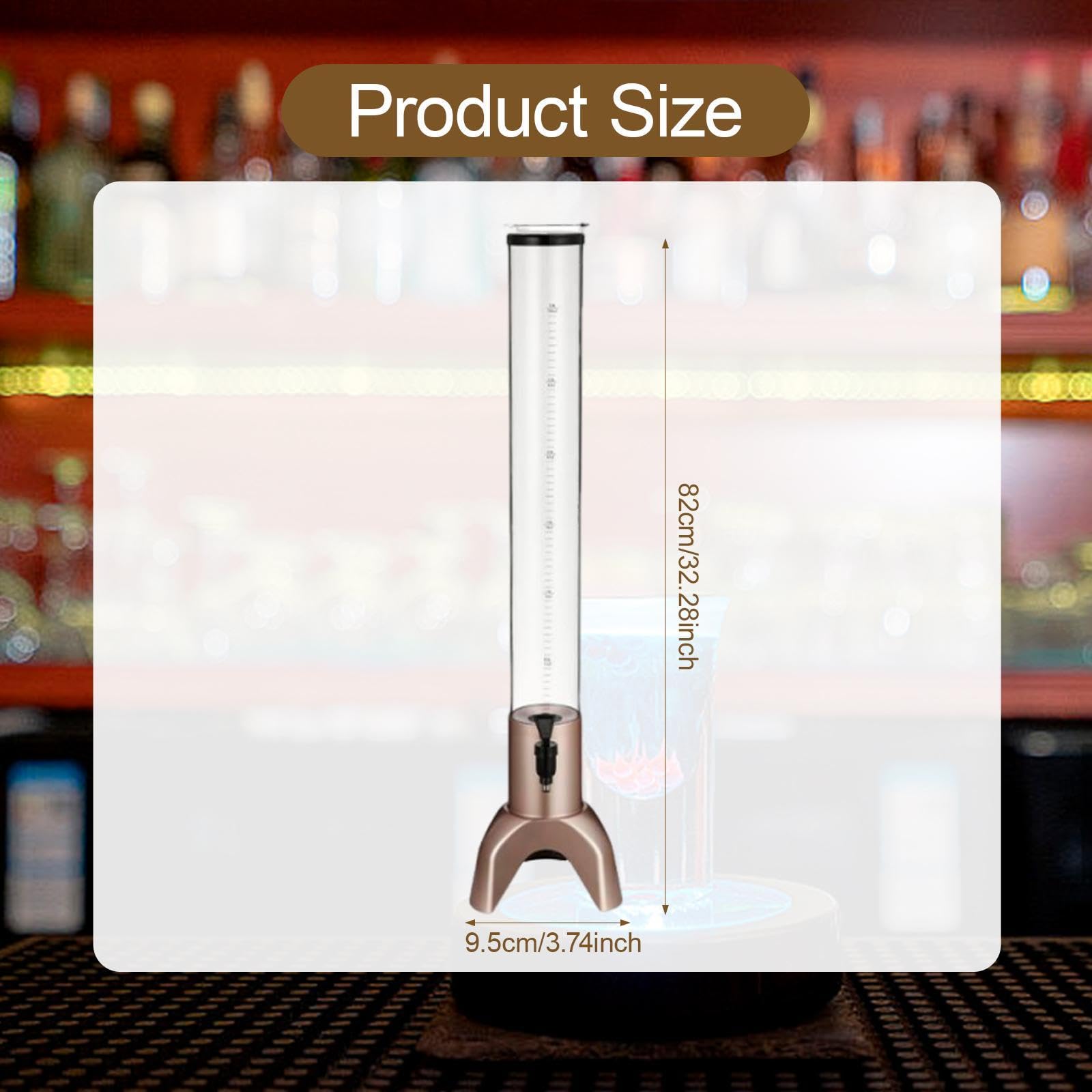 Torre Dispensadora de Cerveza con Indicador de Nivel de Líquido Claro Y Grifo Práctico, Fabricada con Material PC Y PP para Fiestas de Cumple, Oro Rosa 3l, Individual