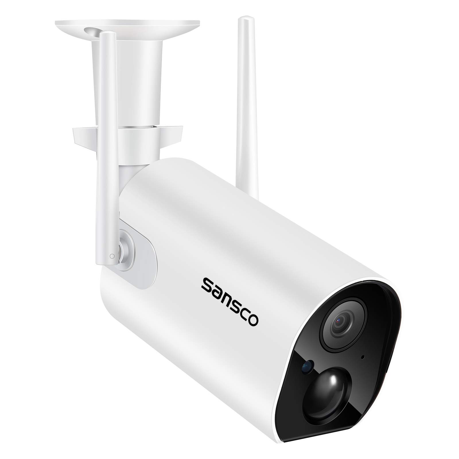 SANSCO Wireless CCTV Outdoor Indoor Security Camera with 15000mAh Rechargeable Battery, PIR Human Motion Detection, Full HD 1080P, Two Way Audio, Night Vision, Remote Access, IP65 Waterproof, Cloud/SD