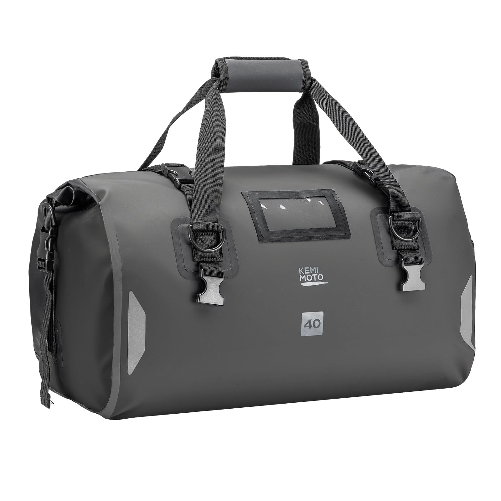 KEMIMOTO Bolsa Trasera para Motocicleta de 40 L, IPX6, Impermeable, con Correas de Cierre rápido, Gran Capacidad y múltiples Compartimentos, Ideal para excursiones, Camping, Motociclismo, Deportes