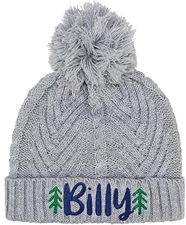 TeddyT%27s Baby,Clothing,Baby Boys 0-24m,Accessories,Hats & Caps Personalised Kids Scandi Style Chunky Cable Bobble Hat