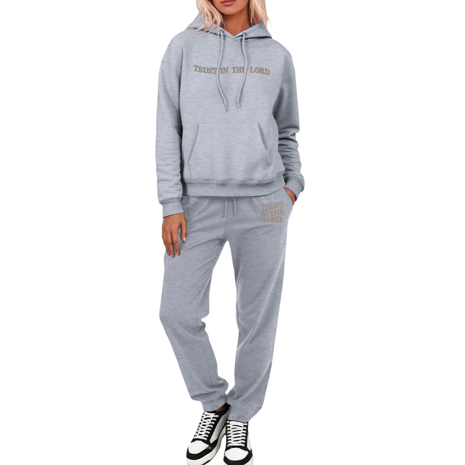 Completo da Donna con Pantaloni Casual, Felpa con Cappuccio Foderata in Pile e Pantaloni per Un Comodo utilizzo all'aperto