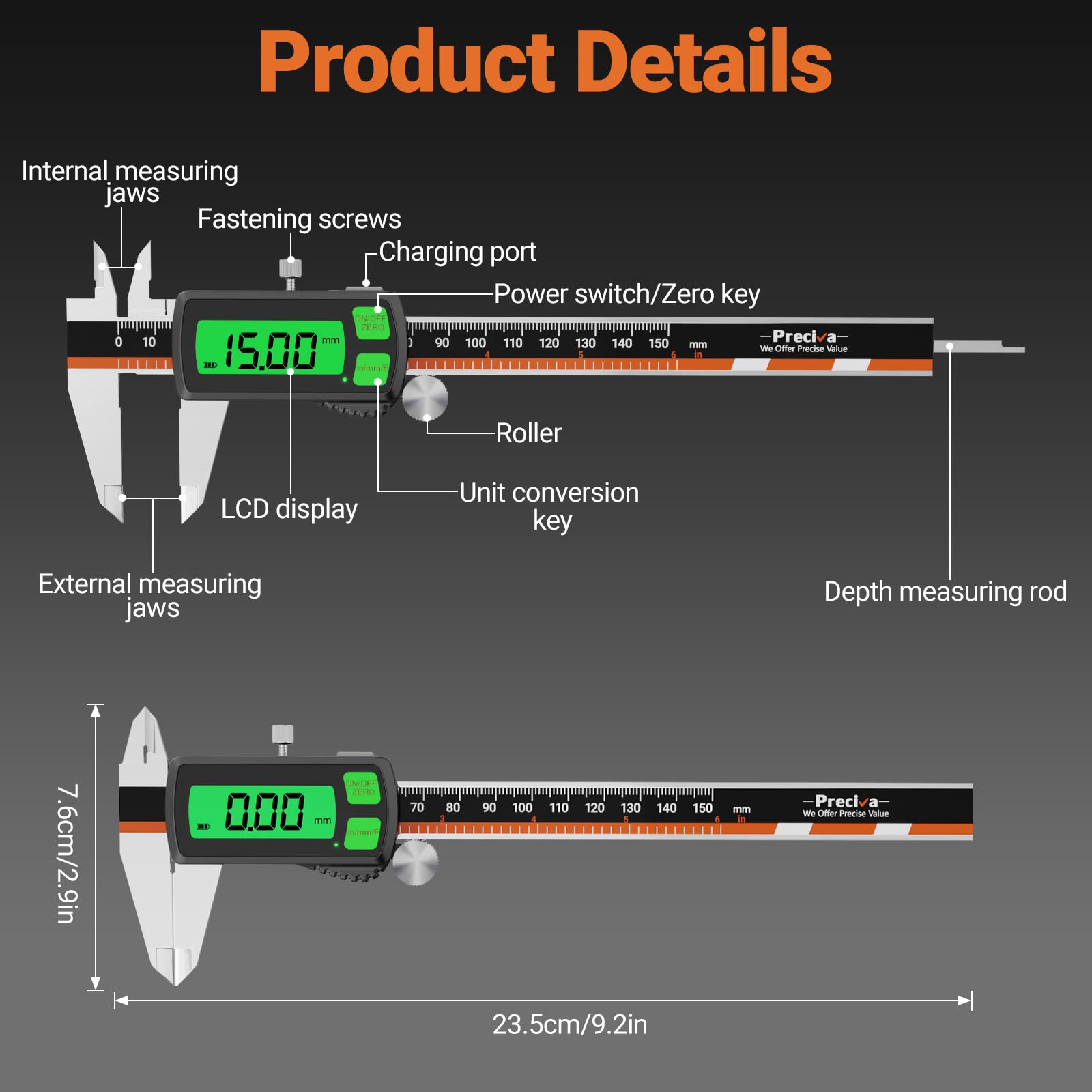 Digital Caliper - Precise Stainless Steel Measurement Tool -7
