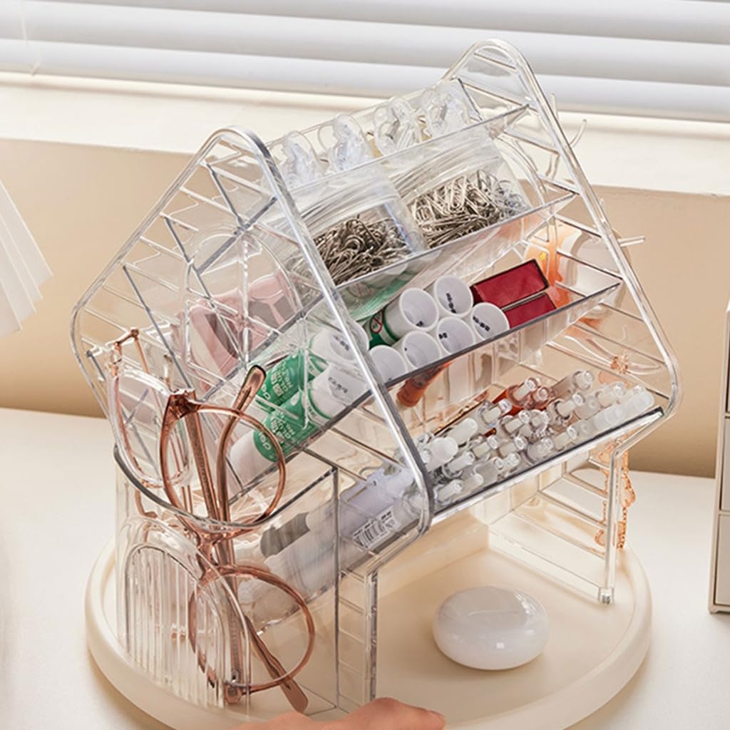 Boîte de rangement pivotante à 360 degrés pour cosmétiques, bijoux, pinceaux de maquillage et rouges à lèvres