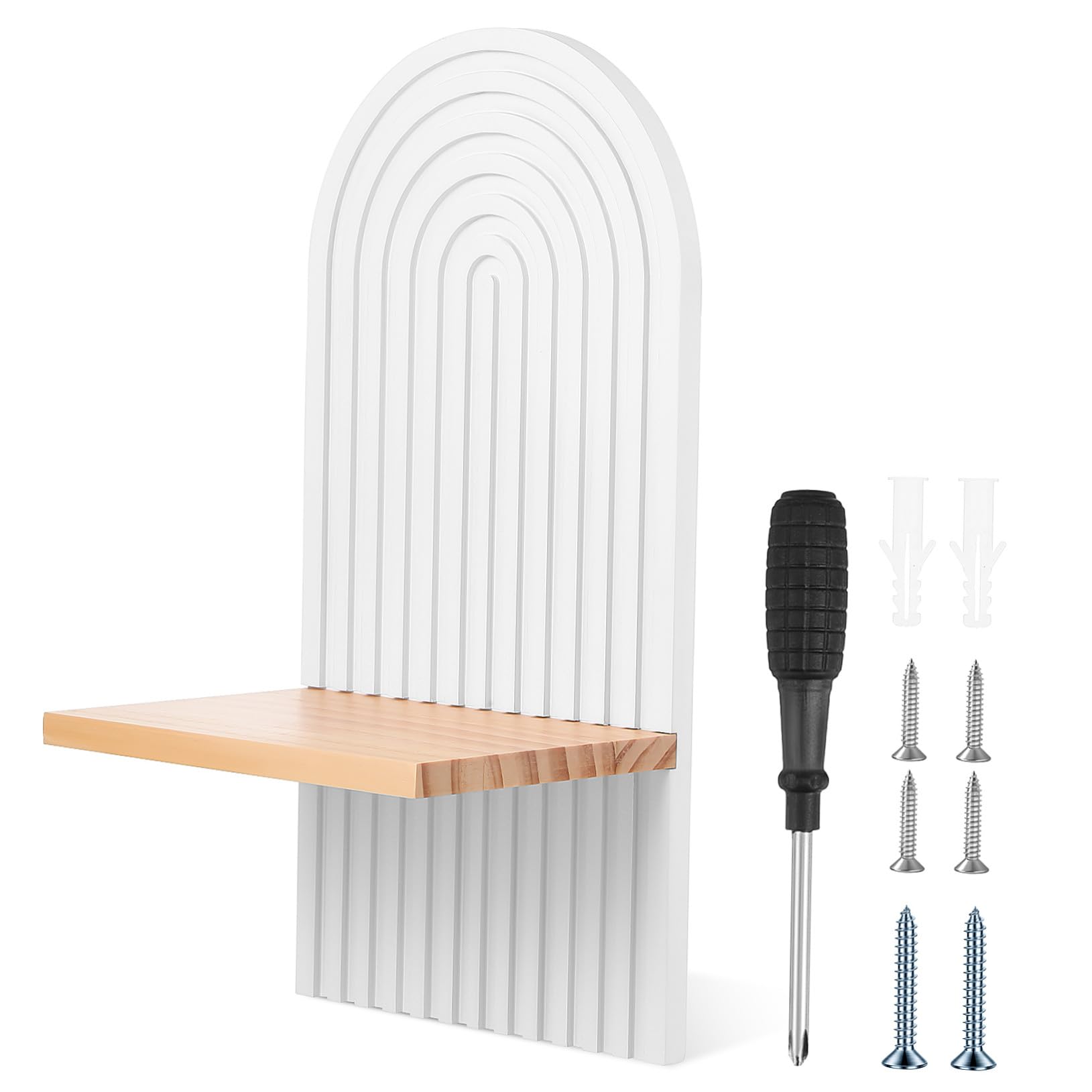 Étagère murale flottante blanche en bois rustique TOYANDONA pour bougies et salon