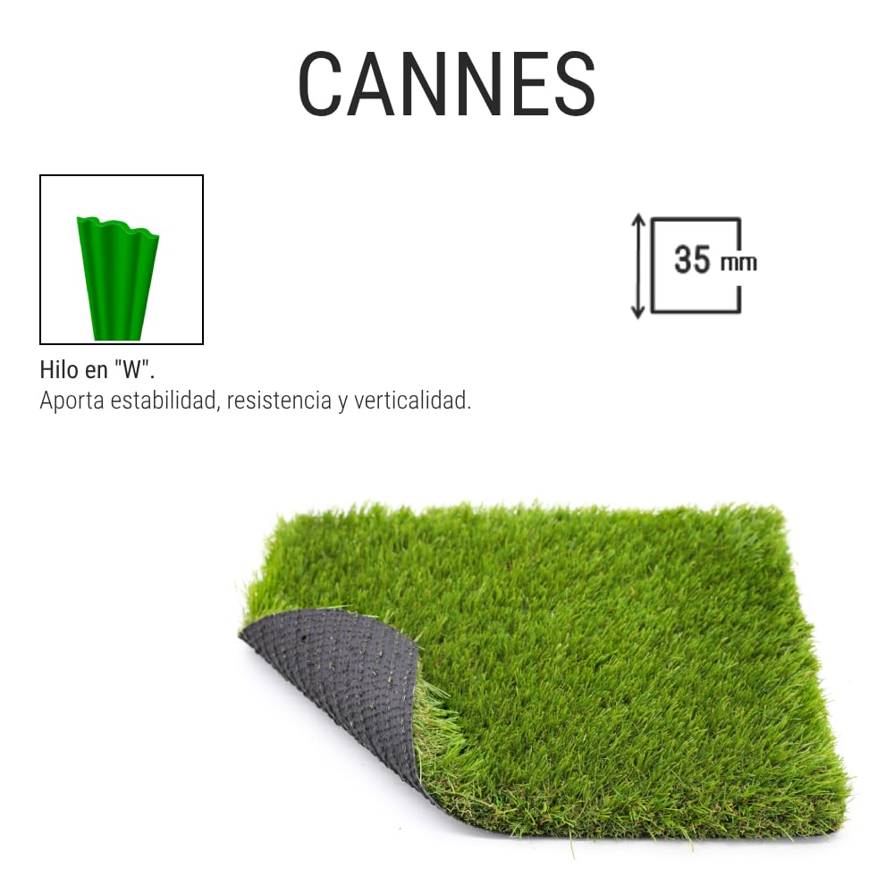 BONERVA | Césped Artificial Modelo CANNES | Altura 35mm | Varial medidas | Césped Decorativo Calidad Precio para jardín y Exterior | 4 tonalidades de fibras | (2x10 Metros)