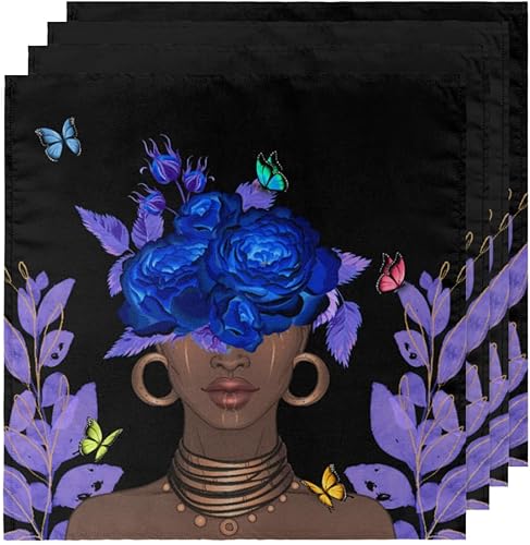 Miniatura 5 de Cloth Napkins Set of 6 Flowers Woman 20x20 Inch Cloth Napkins Rose Butterfly Washable Reusable Kitchen Dinner Napkins Table Decor for Wedding,