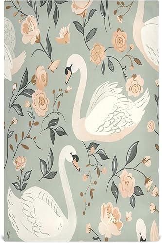 GAIREG Swans and Retro Floral Set of Kitchen Towels, 28x18 Inch Bulk Spring Dish Towels