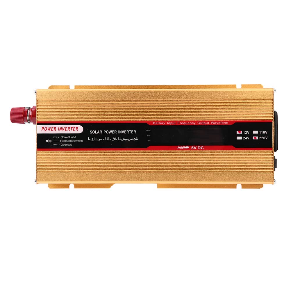 Inversor de onda sinusoidal modificada de 2000 W con cargador USB, carcasa de aleación de aluminio resistente para coche y viajes