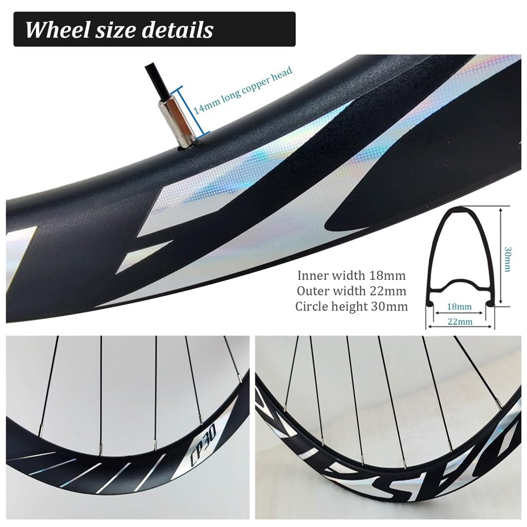 Koła rowerowe wyścigowe 700C, aluminiowe hamulce tarczowe, 70 cm, zestaw kół do roweru górskiego, 30 mm, obręcz rowerowa, 24 otwory dla prędkości 7/8/9/10/11, 1820 g
