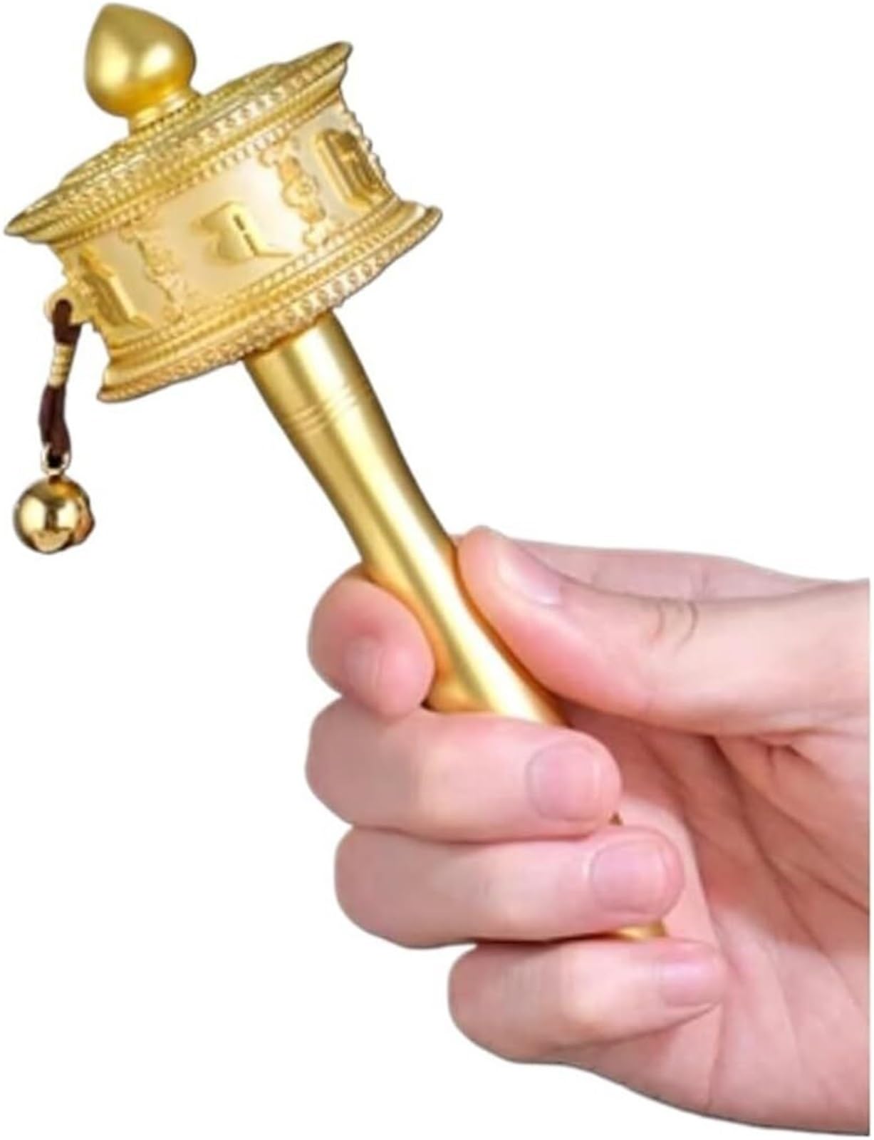 VHcgCGJ Prayer wheel, Wheel Tibetan copper prayer wheel hand-held rotating mantra used for meditation(Gold,M)