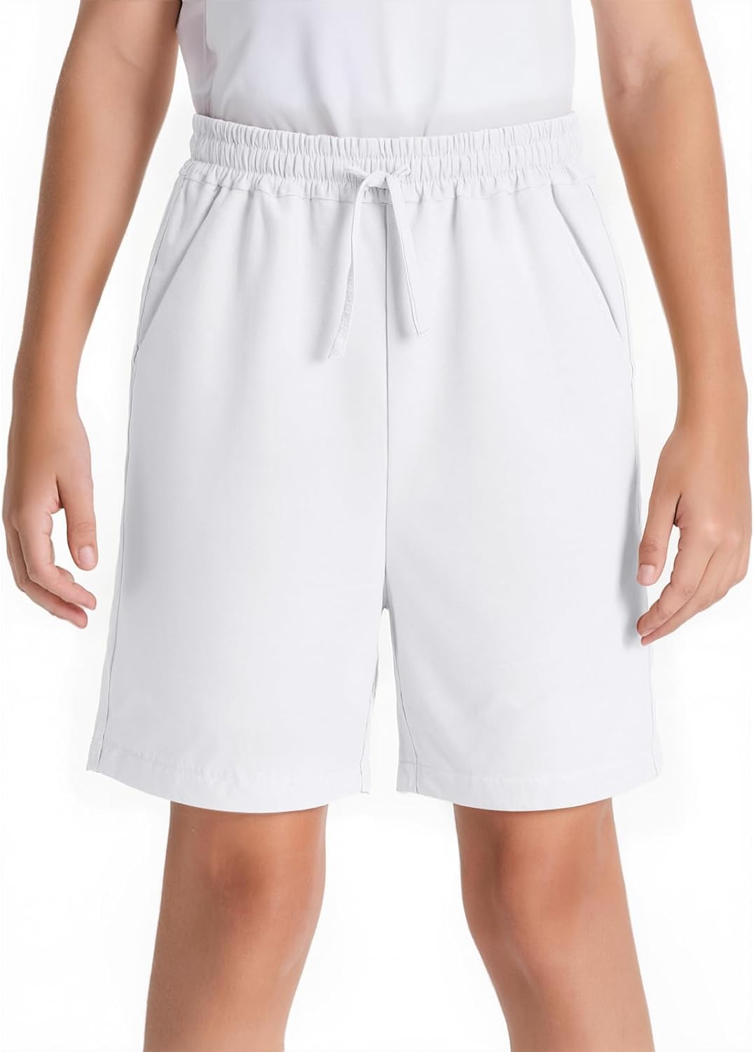 Spring&Gege Boys Linen Shorts Casual Pull-On Elastic Waist Drawstring Summer Beach Shorts - Image 2