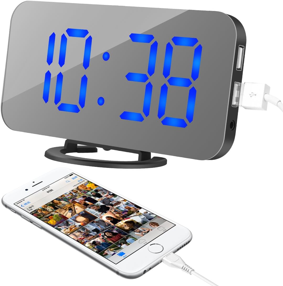 Amazon.com: Digital Alarm Clock, Warmhoming 6.5'' Large Mirror Surface