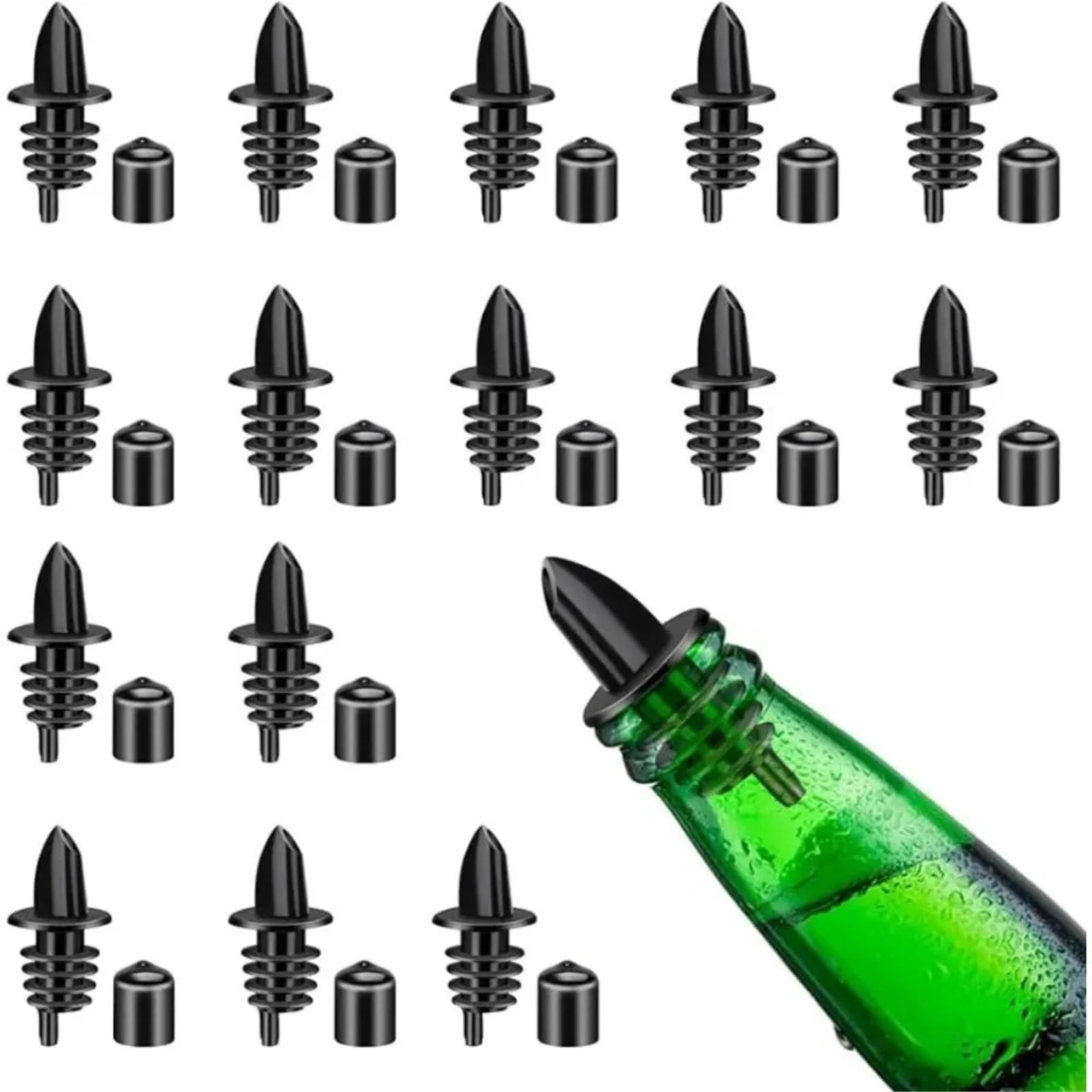 Stainless Steel Pourers Boquillas for Verter Botellas, vertedores de Licor plástico con Tapas Goma for, for Pubs(100pcs)