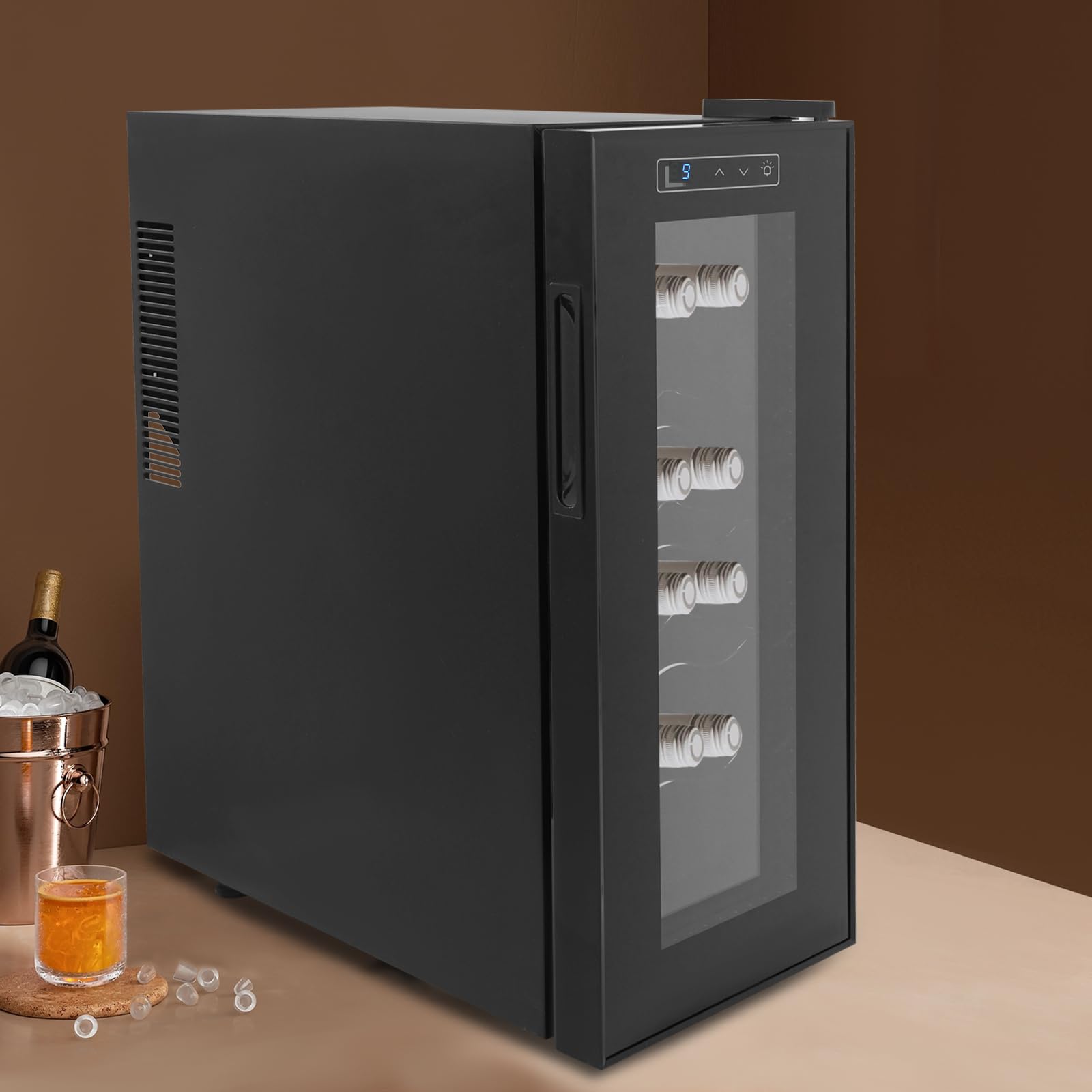 Réfrigérateur à vin 33 L 12 bouteilles éclairage LED porte en verre 12-18 °C